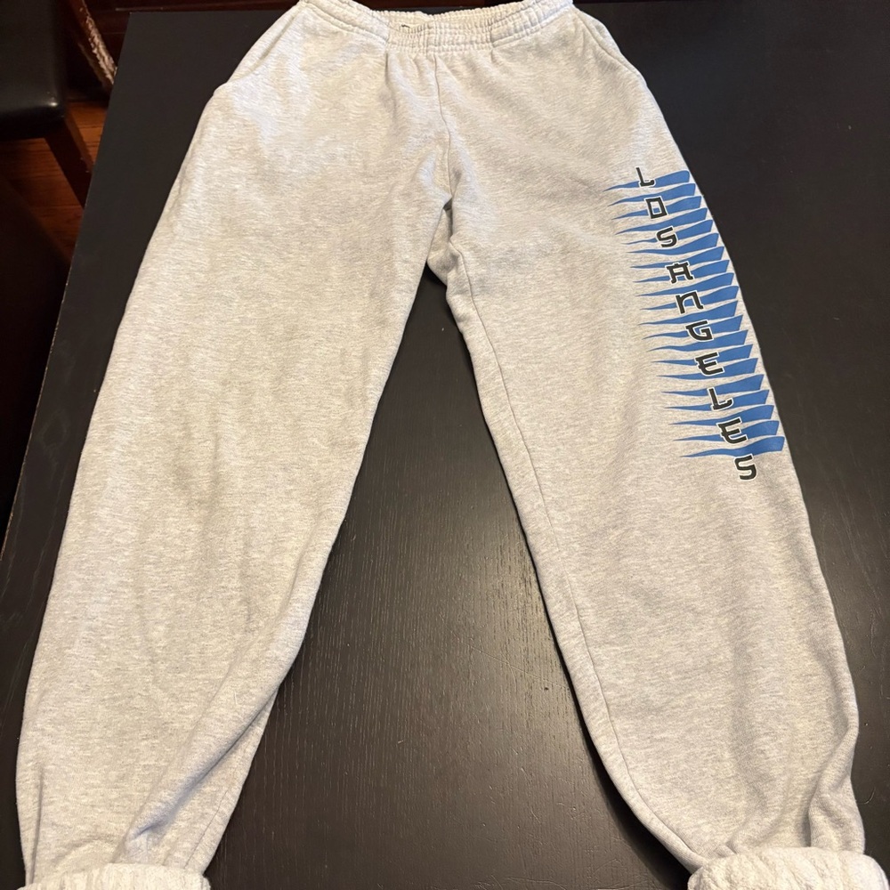 Shadow Hill Unisex Grey Sweatpants with Blue Los Angeles Print